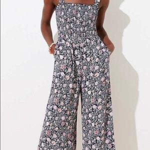 LOFT Floral Smocked Jumpsuit NWT